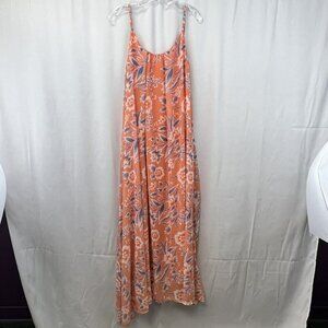 Pink Lady Womens Orange/Multi Floral Print Asymmetrical Hem Maxi Dress Size S
